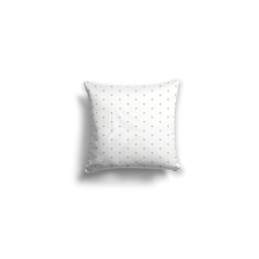 White Spun Polyester Throw Pillow with Fine Tan Diamonds on Front | 14 x 14 inches 