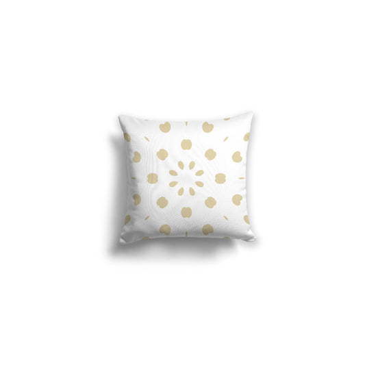 White Spun Polyester Throw Pillow with Tan Burst Pattern on Front | 14 x 14 inches 