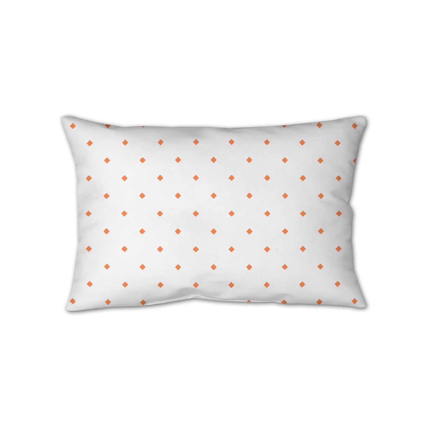 White Spun Polyester Throw Pillow with Light Orange Diamonds on Front 25 x 18 inches / 63.5 x 66 cm