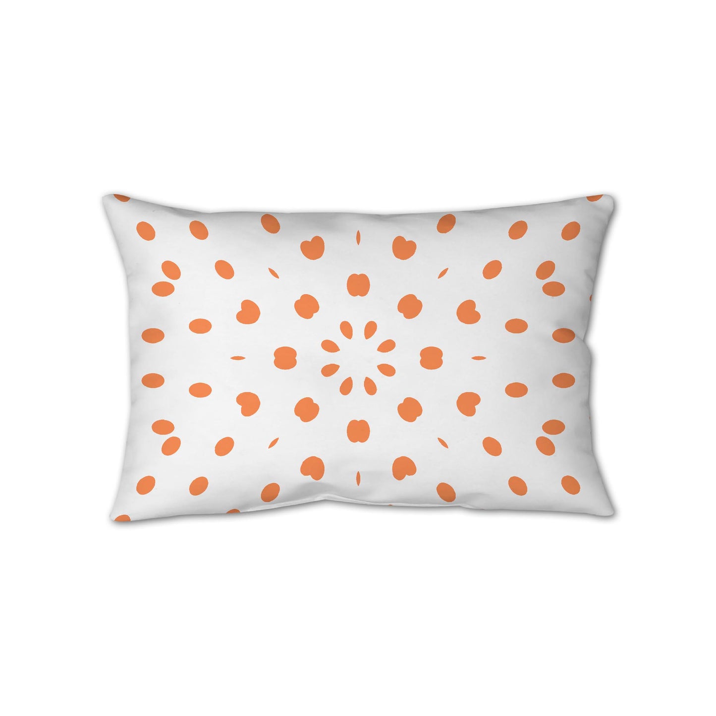 White Spun Polyester Throw Pillow with Light Orange Burst Pattern on Front 25 x 18 inches / 63.5 x 66 cm