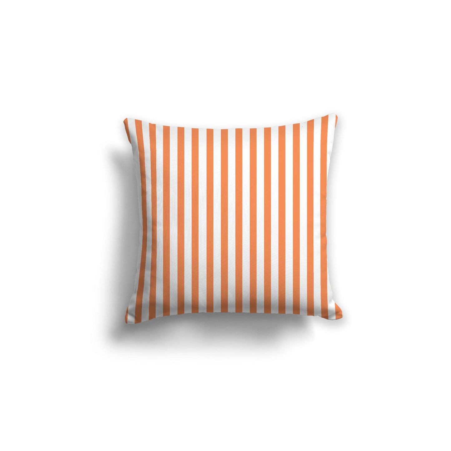 White Spun Polyester Throw Pillow with Thin Light Orange Bars on Front 18 x 18 inches / 46 x 46 cm