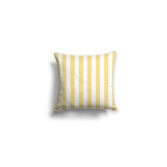 White Spun Polyester Throw Pillow with Yellow Bars on Front | 14 x 14 inches 