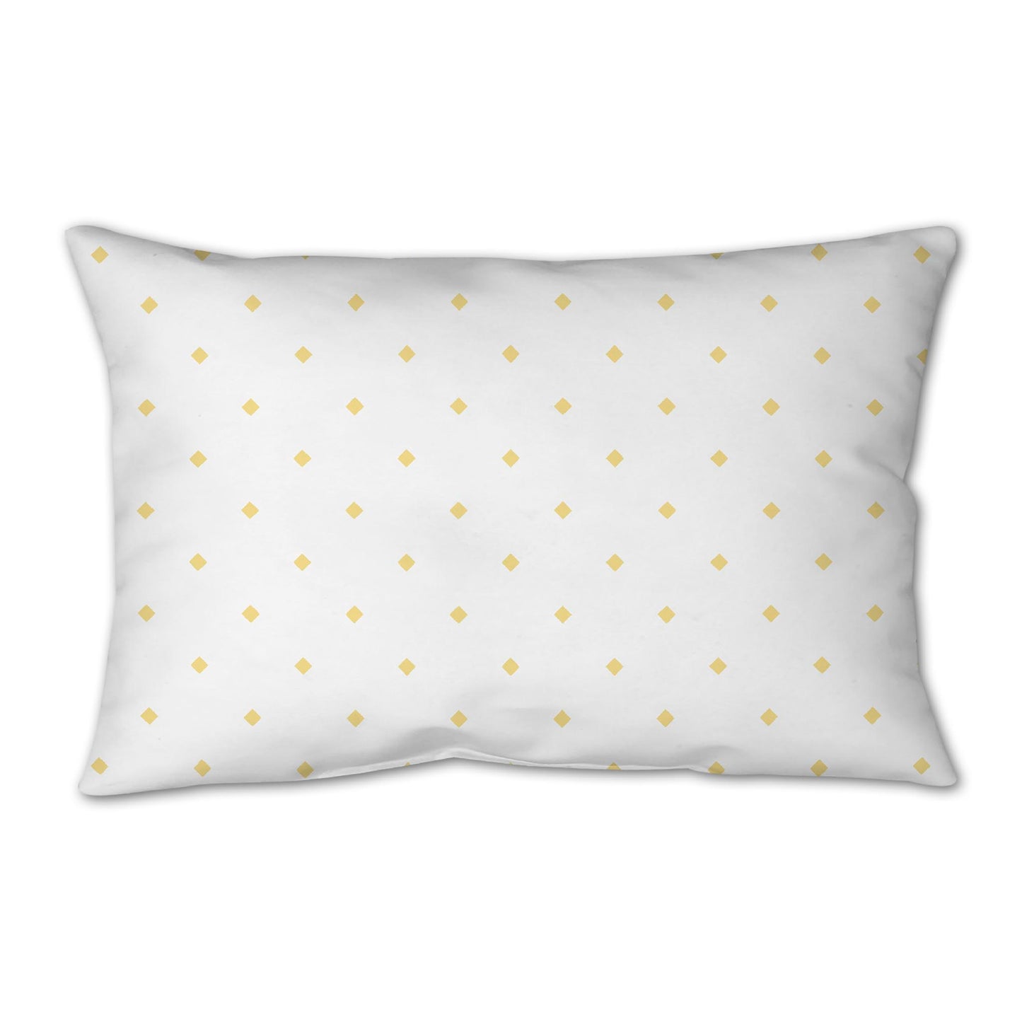 White Spun Polyester Throw Pillow with Yellow Diamonds on Front 25 x 18 inches / 63.5 x 66 cm