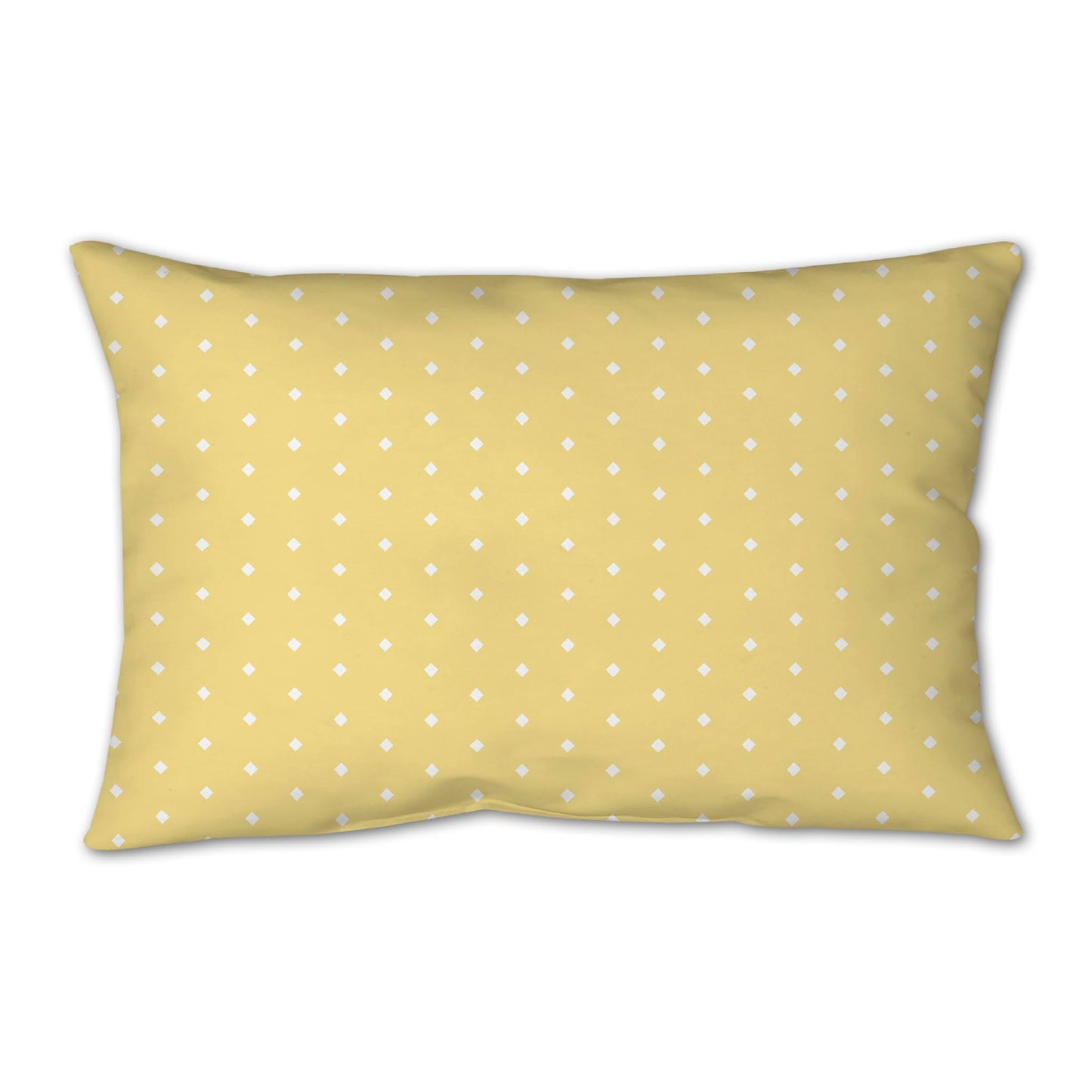 Yellow Spun Polyester Throw Pillow with Fine White Diamonds on Front 25 x 18 inches / 63.5 x 66 cm