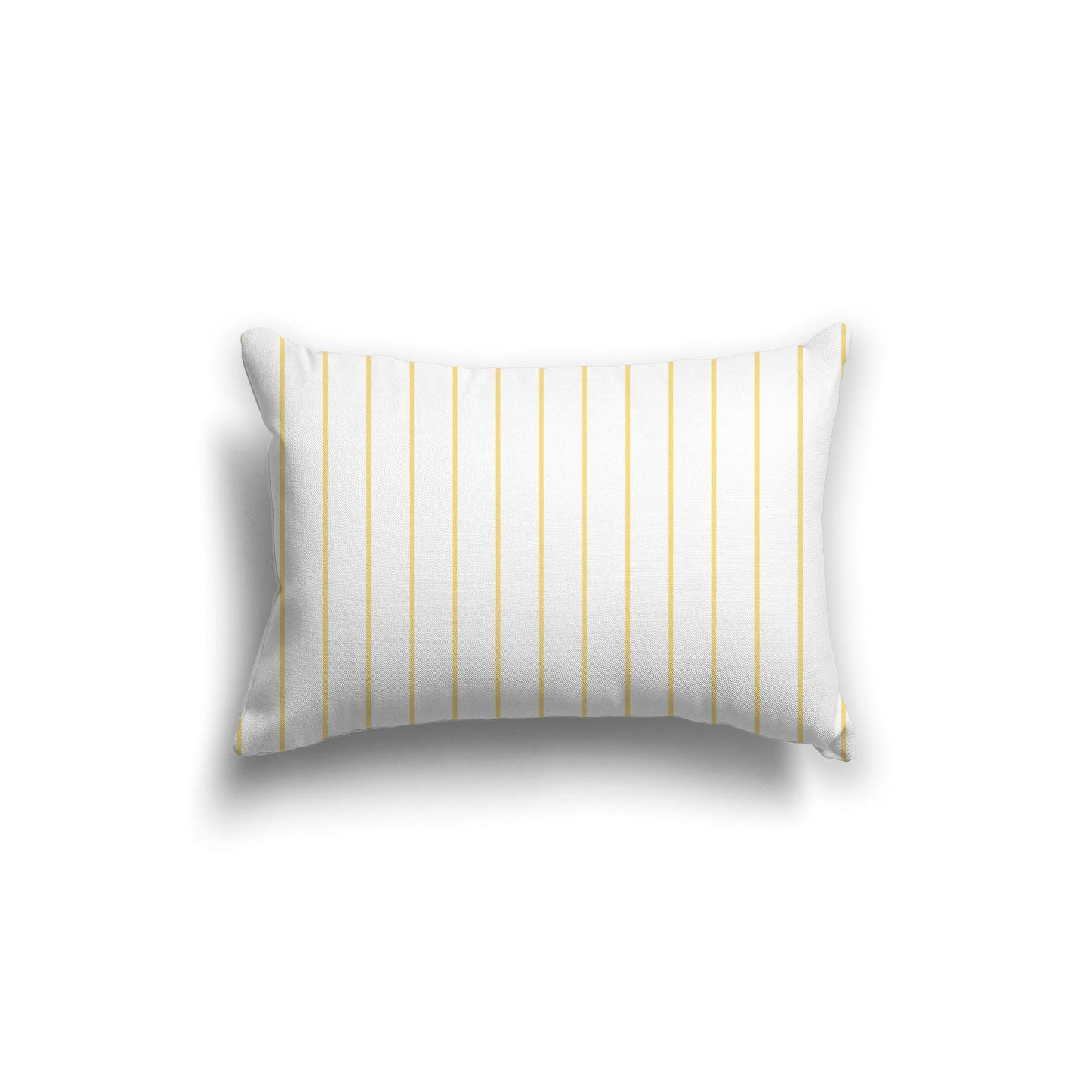 White Spun Polyester Throw Pillow with Fine Yellow Stripes on Front 20 x 14 inches / 51 x 36 cm