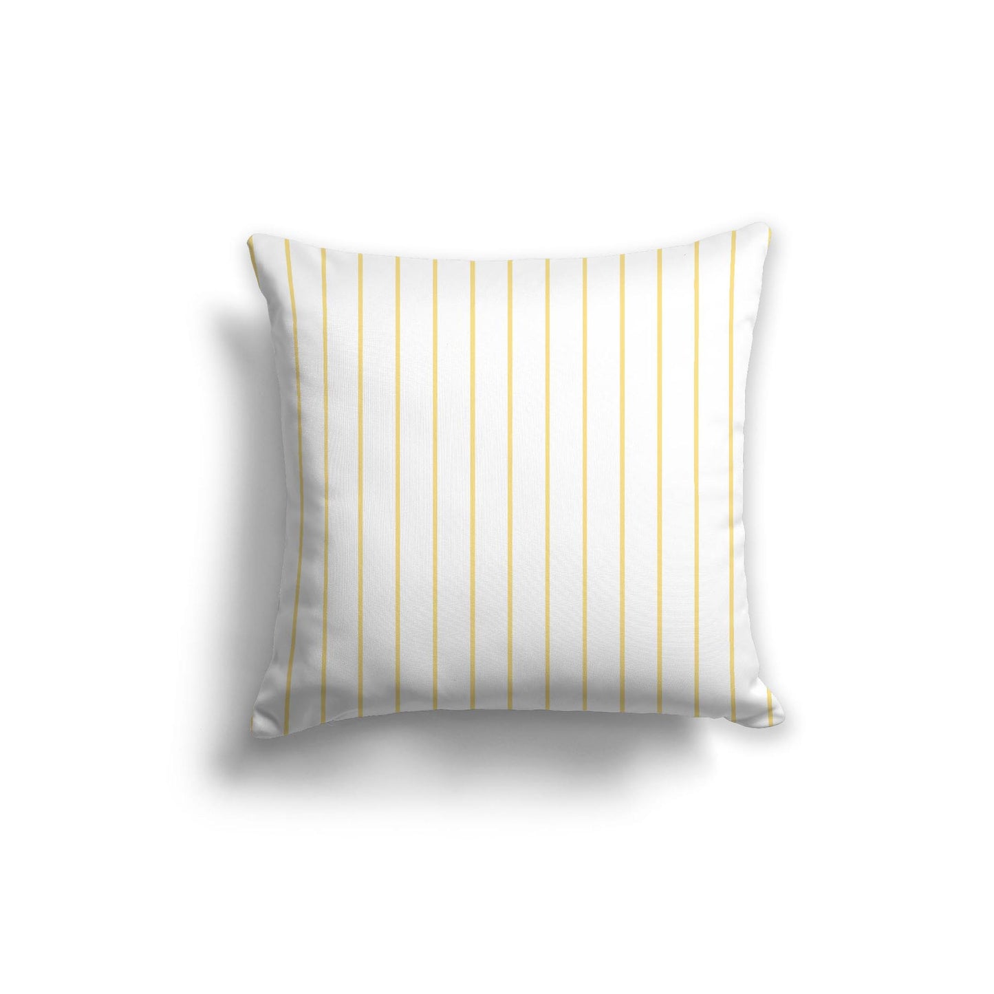 White Spun Polyester Throw Pillow with Fine Yellow Stripes on Front 20 x 20 inches / 51 x 51 cm