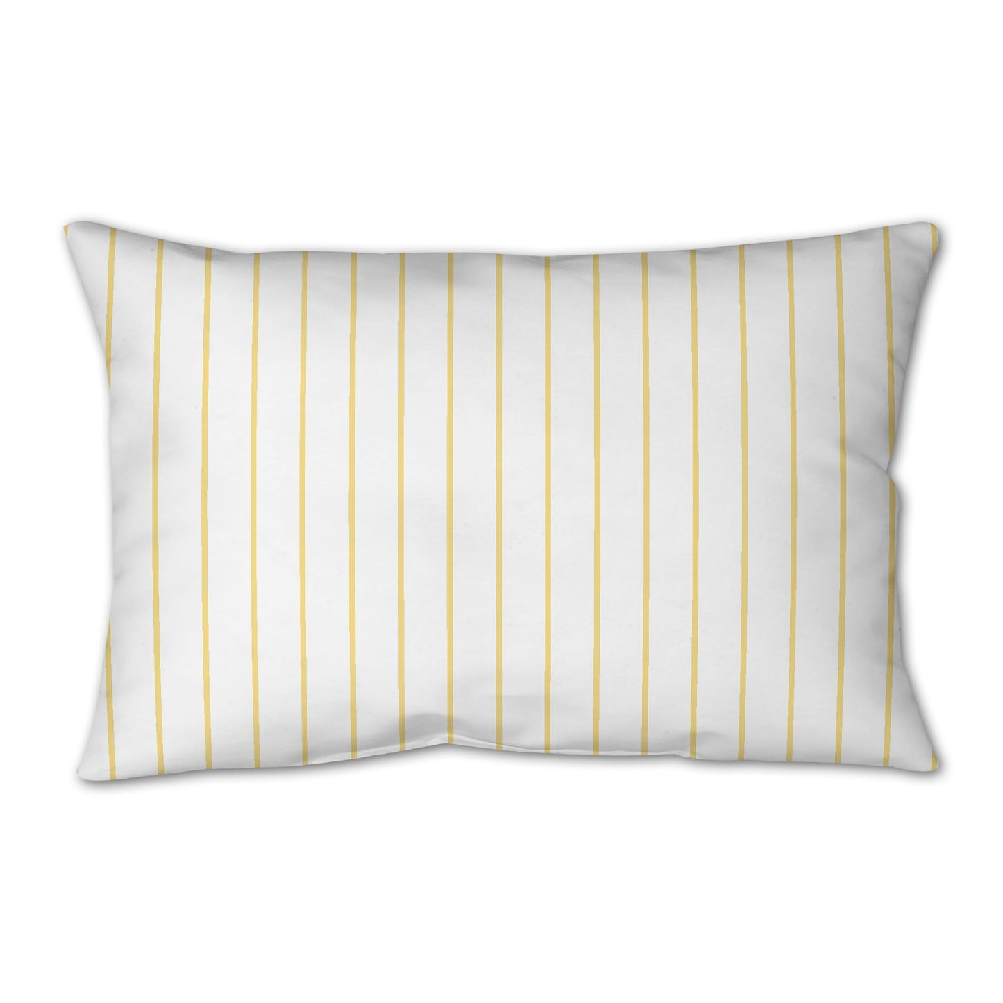 White Spun Polyester Throw Pillow with Fine Yellow Stripes on Front 25 x 18 inches / 63.5 x 66 cm