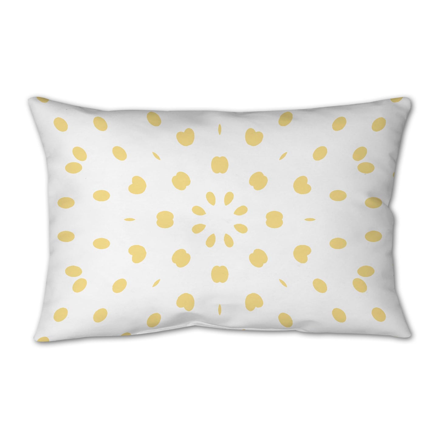 White Spun Polyester Throw Pillow with Yellow Burst Pattern on Front 25 x 18 inches / 63.5 x 66 cm