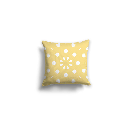 Yellow Spun Polyester Throw Pillow with White Burst Pattern on Front | 14 x 14 inches 