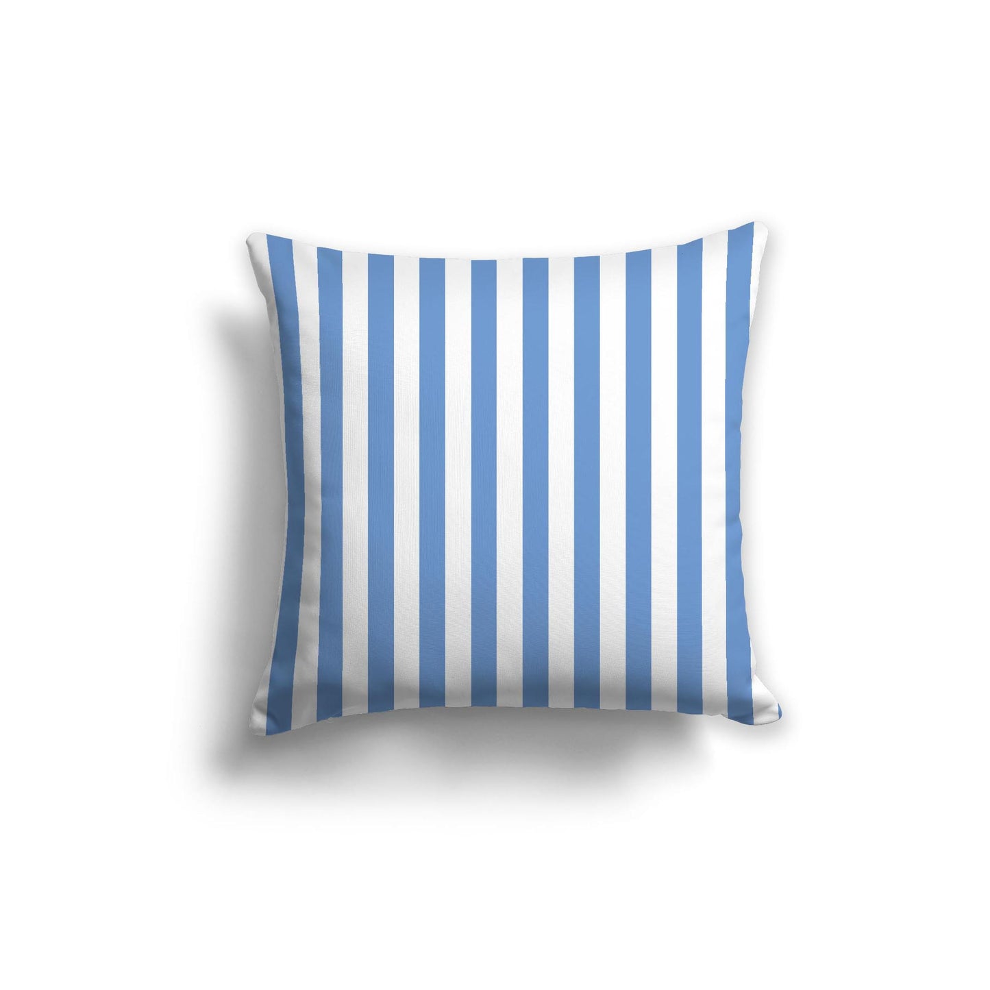 White Spun Polyester Throw Pillow with Blue Bars on Front 20 x 20 inches / 51 x 51 cm