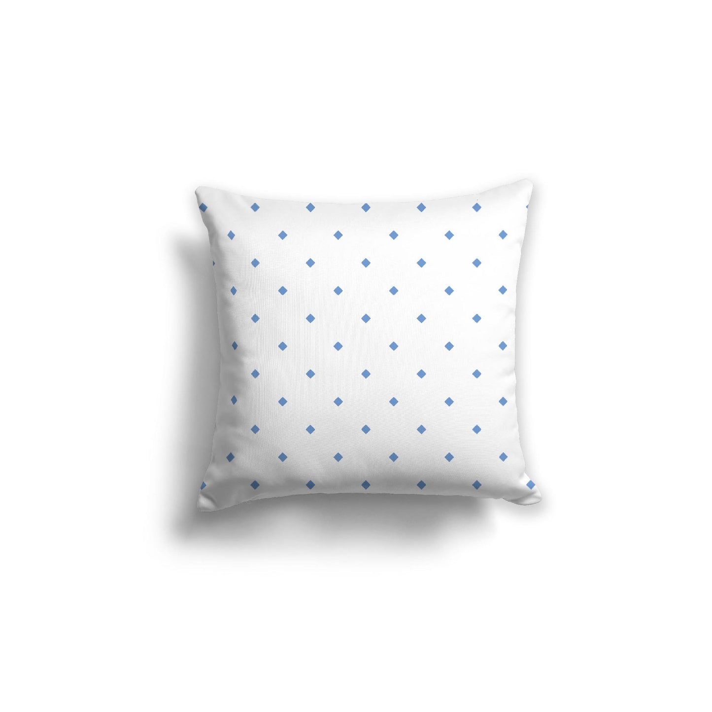 White Spun Polyester Throw Pillow with Blue Diamonds on Front 18 x 18 inches / 46 x 46 cm