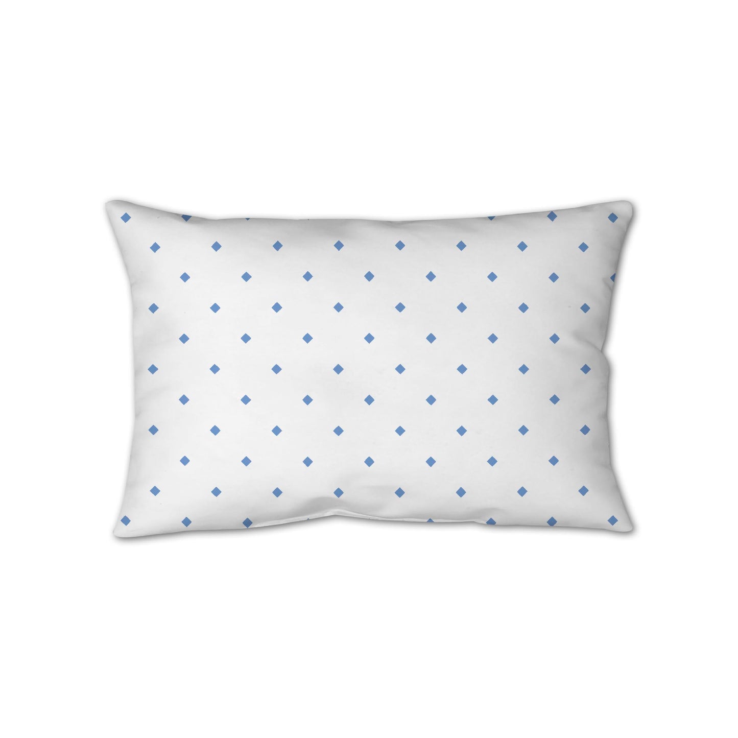 White Spun Polyester Throw Pillow with Blue Diamonds on Front 25 x 18 inches / 63.5 x 66 cm