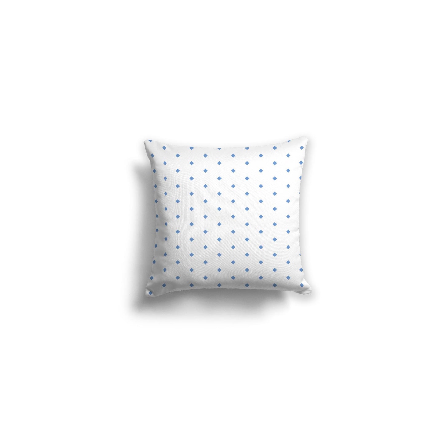 White Spun Polyester Throw Pillow with Fine Blue Diamonds on Front 14 x 14 inches / 36 x 36 cm