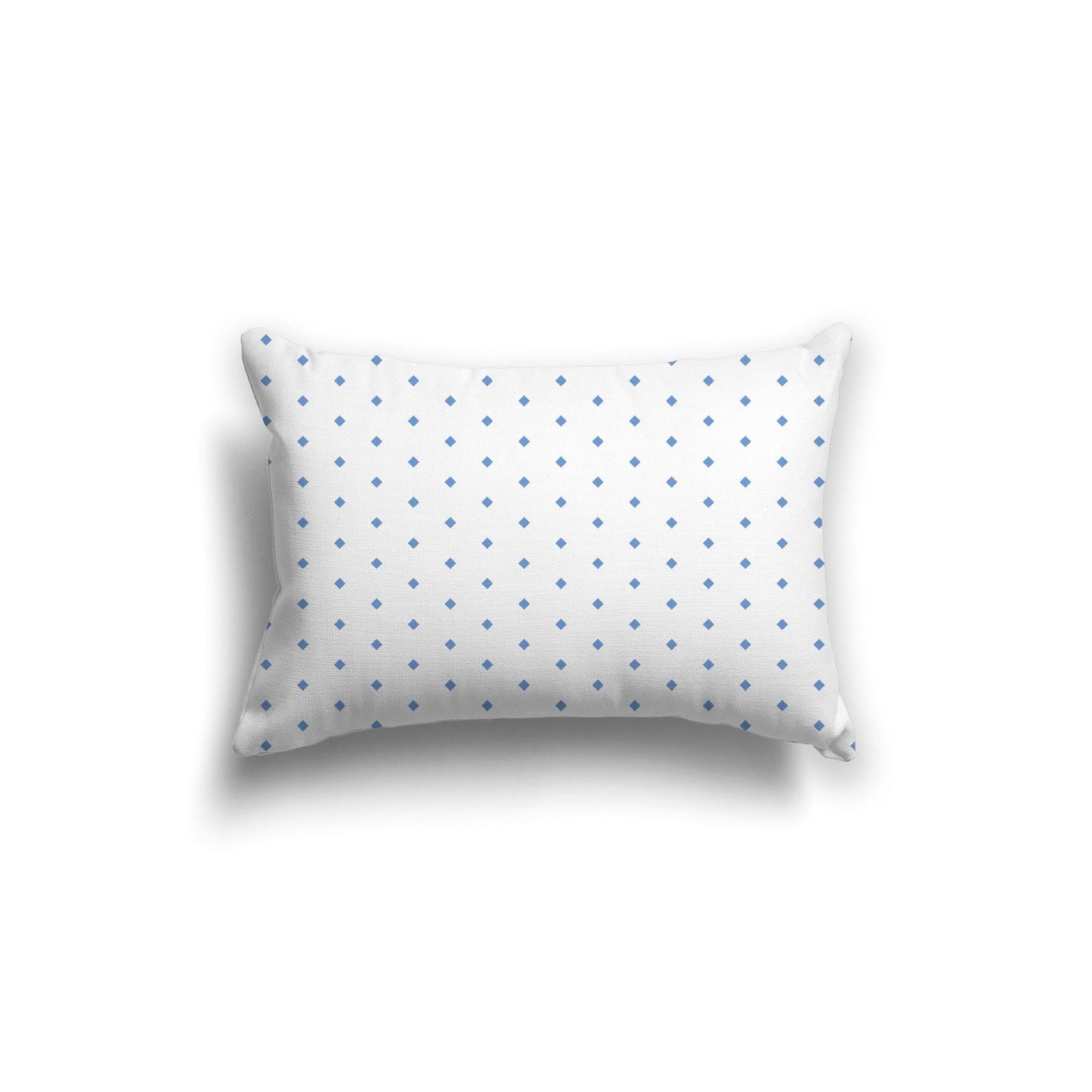 White Spun Polyester Throw Pillow with Fine Blue Diamonds on Front 20 x 14 inches / 51 x 36 cm