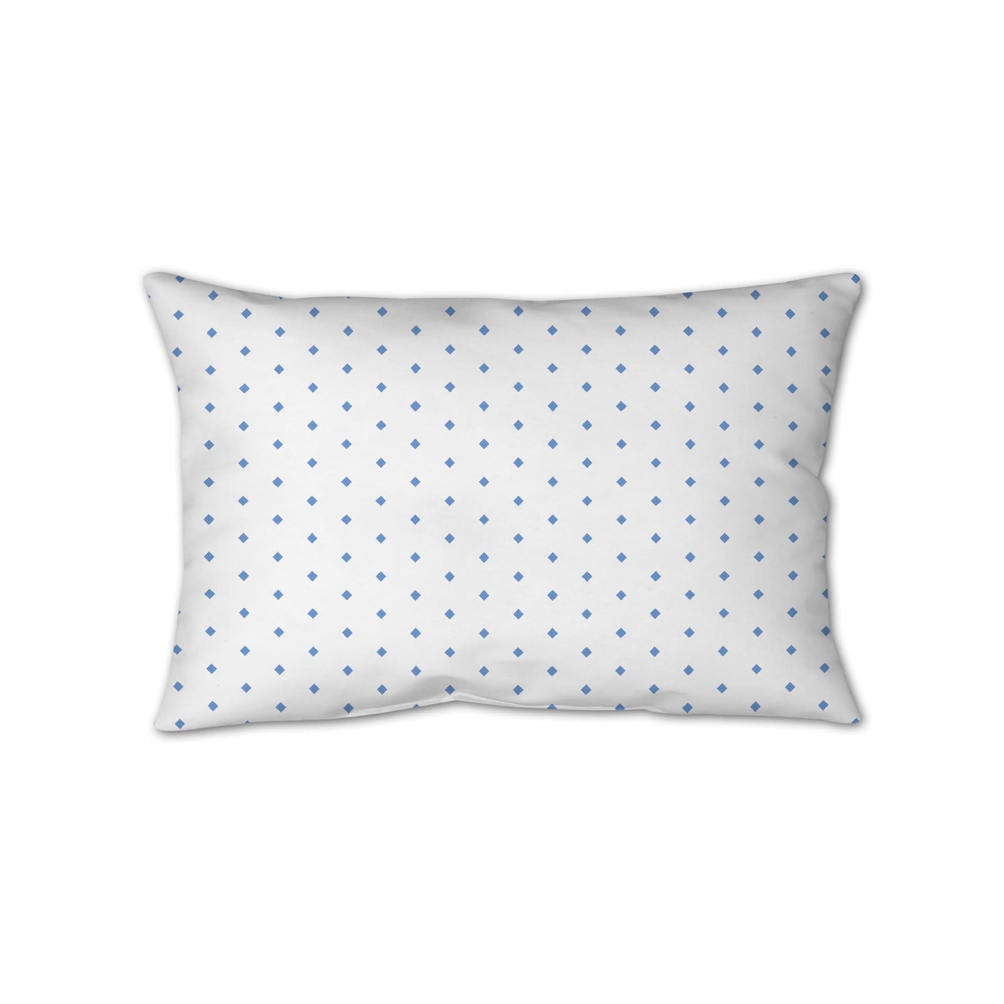 White Spun Polyester Throw Pillow with Fine Blue Diamonds on Front 25 x 18 inches / 63.5 x 66 cm