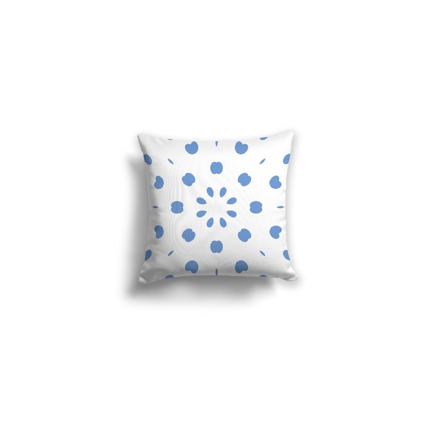 White Spun Polyester Throw Pillow with Blue Burst Pattern on Front 14 x 14 inches / 36 x 36 cm