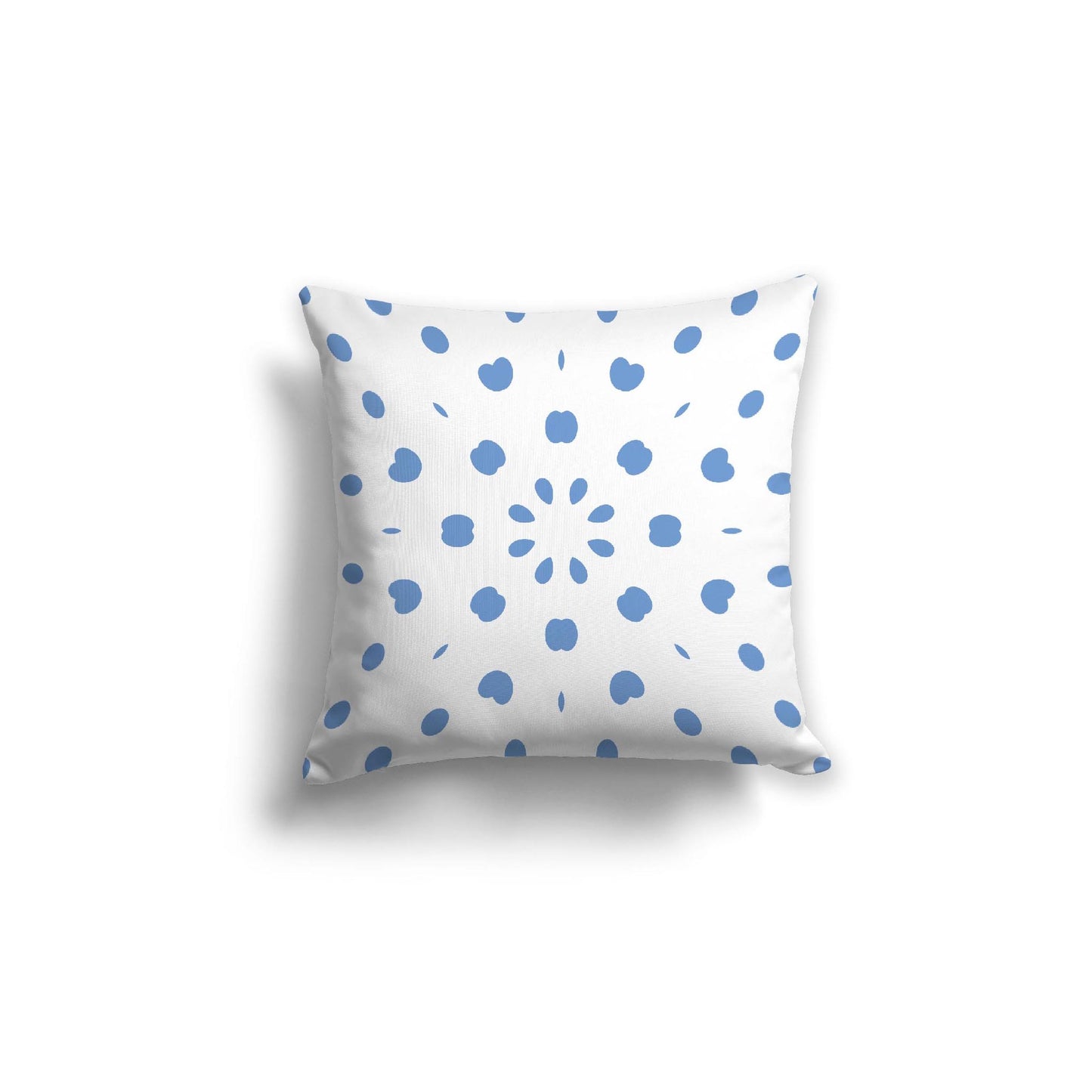 White Spun Polyester Throw Pillow with Blue Burst Pattern on Front 18 x 18 inches / 46 x 46 cm