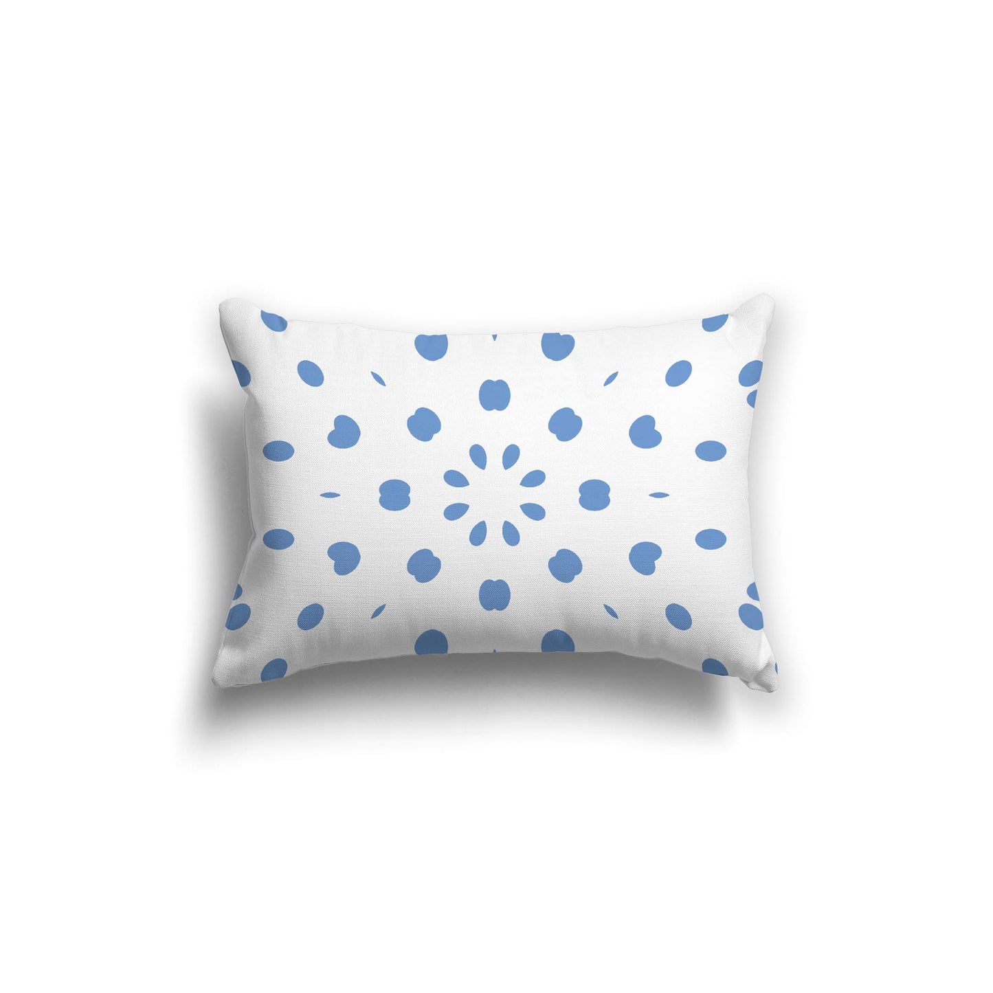 White Spun Polyester Throw Pillow with Blue Burst Pattern on Front 20 x 14 inches / 51 x 36 cm