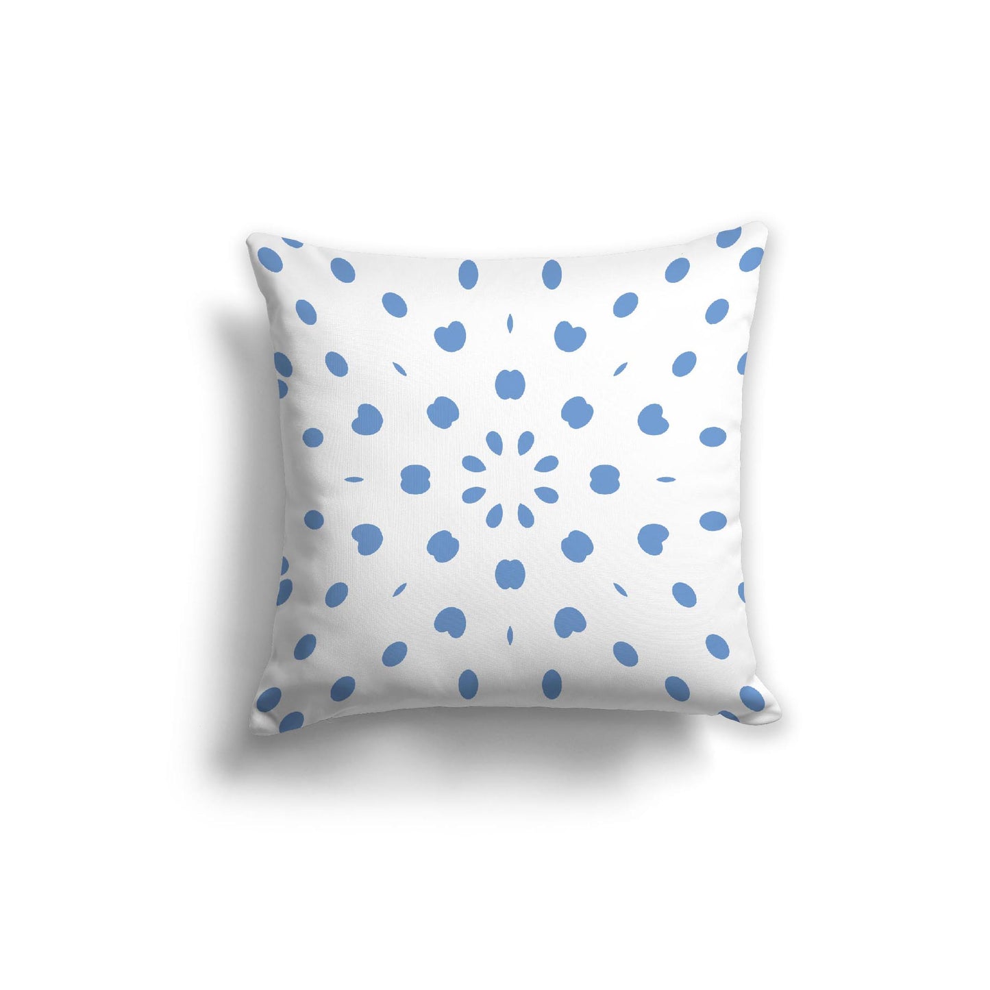 White Spun Polyester Throw Pillow with Blue Burst Pattern on Front 20 x 20 inches / 51 x 51 cm