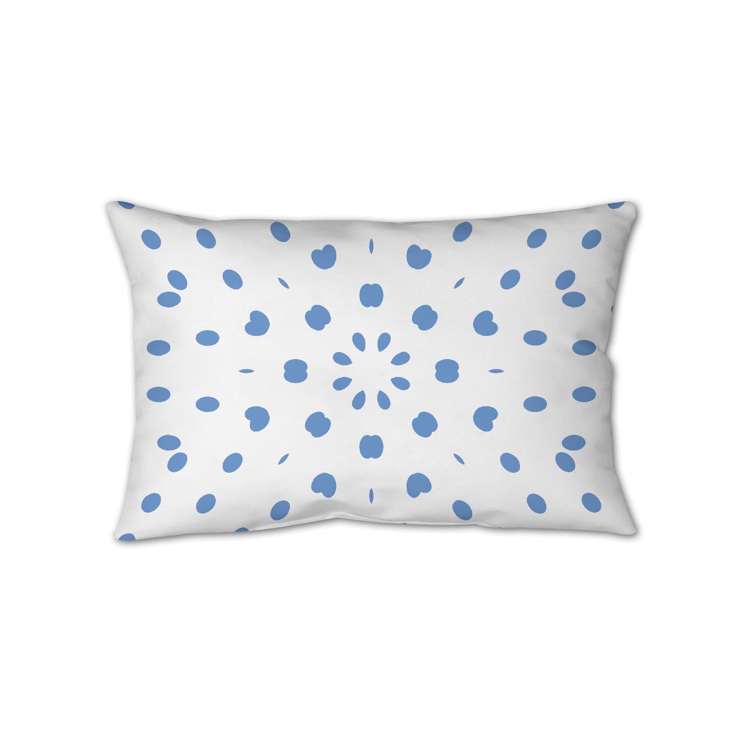 White Spun Polyester Throw Pillow with Blue Burst Pattern on Front 25 x 18 inches / 63.5 x 66 cm