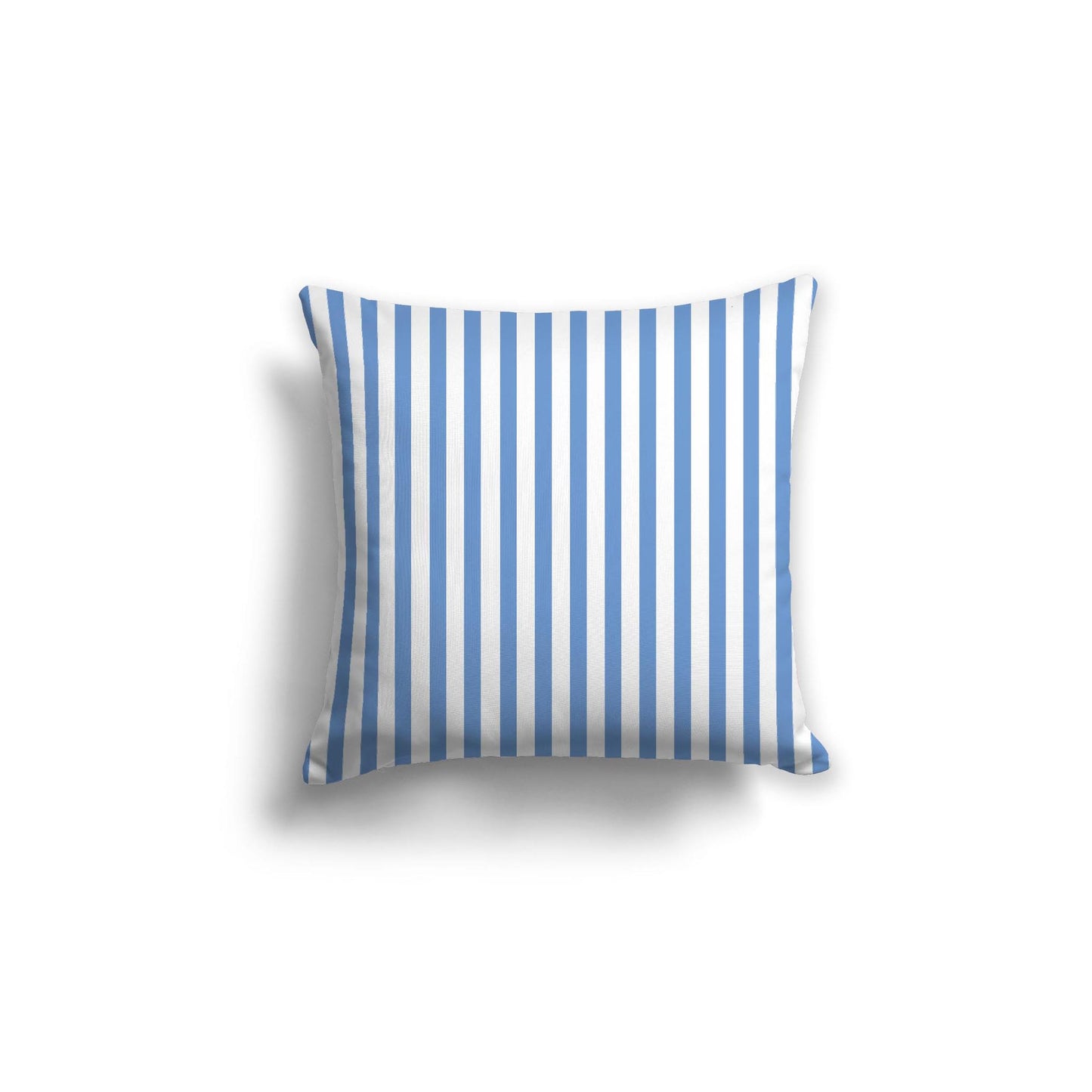 White Spun Polyester Throw Pillow with Thin Blue Bars on Front 18 x 18 inches / 46 x 46 cm