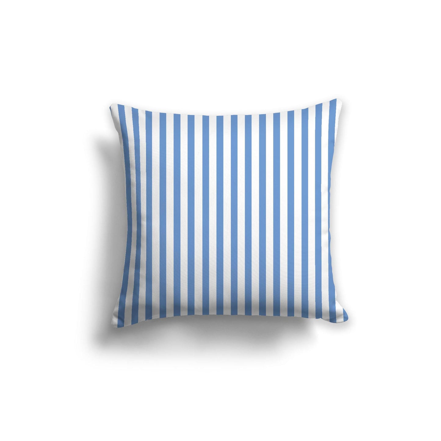 White Spun Polyester Throw Pillow with Thin Blue Bars on Front 20 x 20 inches / 51 x 51 cm