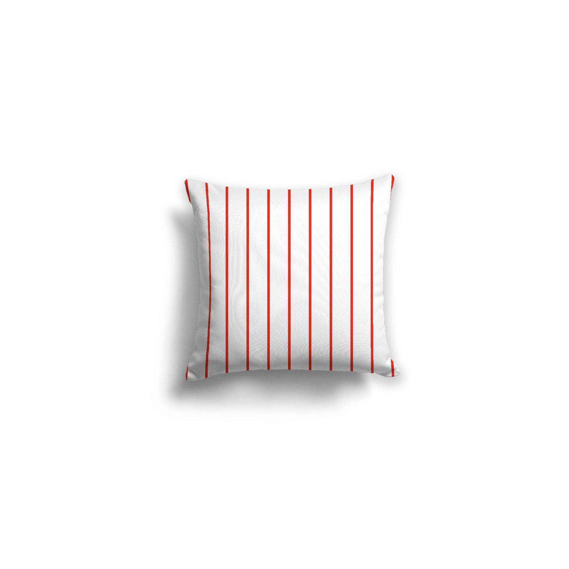 White Spun Polyester Throw Pillow with Fine Red-Orange Stripes on Front 14 x 14 inches / 36 x 36 cm