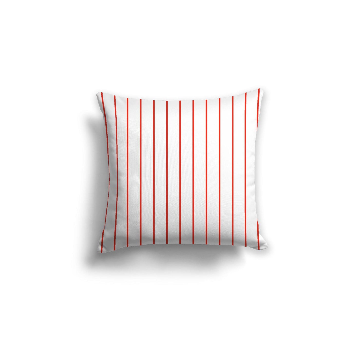 White Spun Polyester Throw Pillow with Fine Red-Orange Stripes on Front 18 x 18 inches / 46 x 46 cm