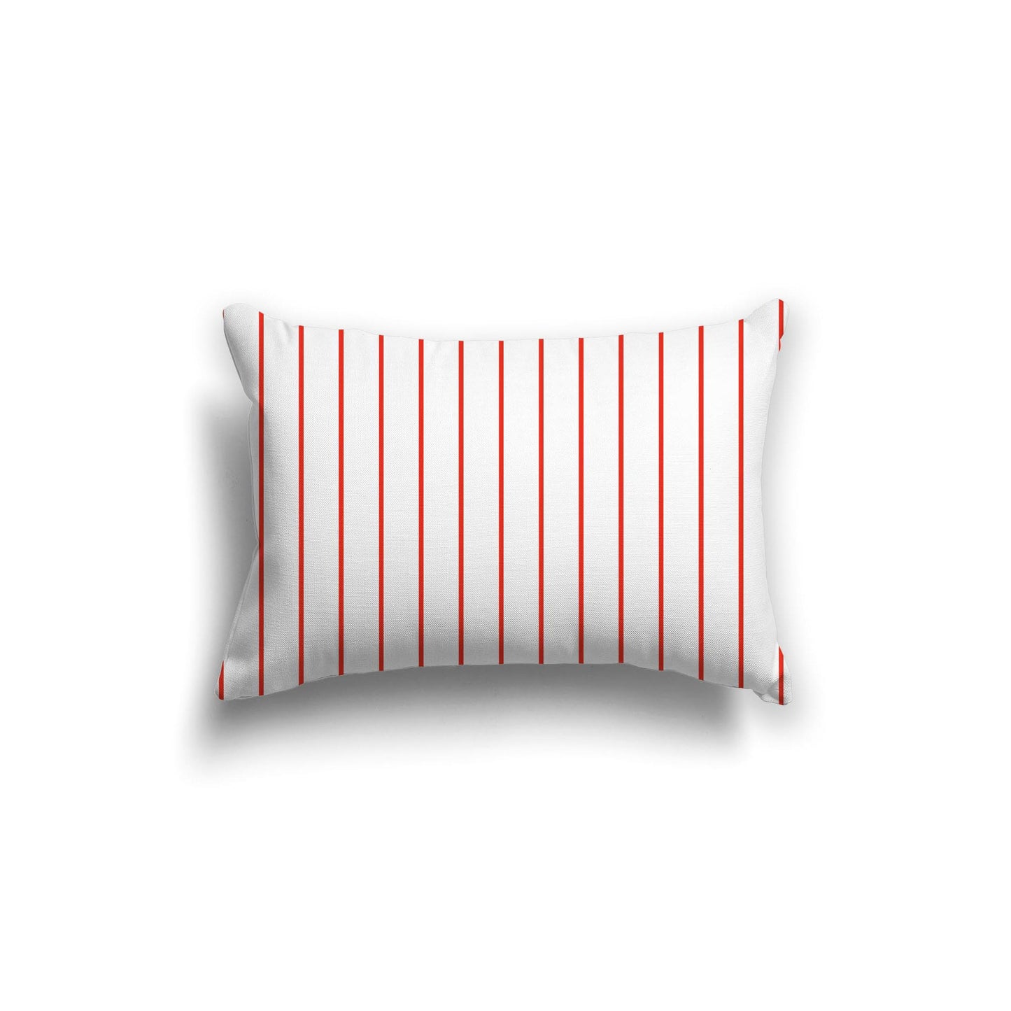 White Spun Polyester Throw Pillow with Fine Red-Orange Stripes on Front 20 x 14 inches / 51 x 36 cm