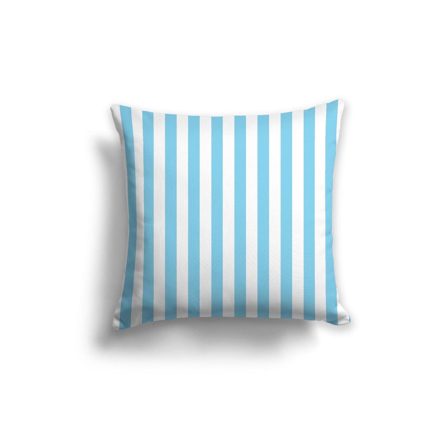 White Spun Polyester Throw Pillow with Light Blue Bars on Front 20 x 20 inches / 51 x 51 cm