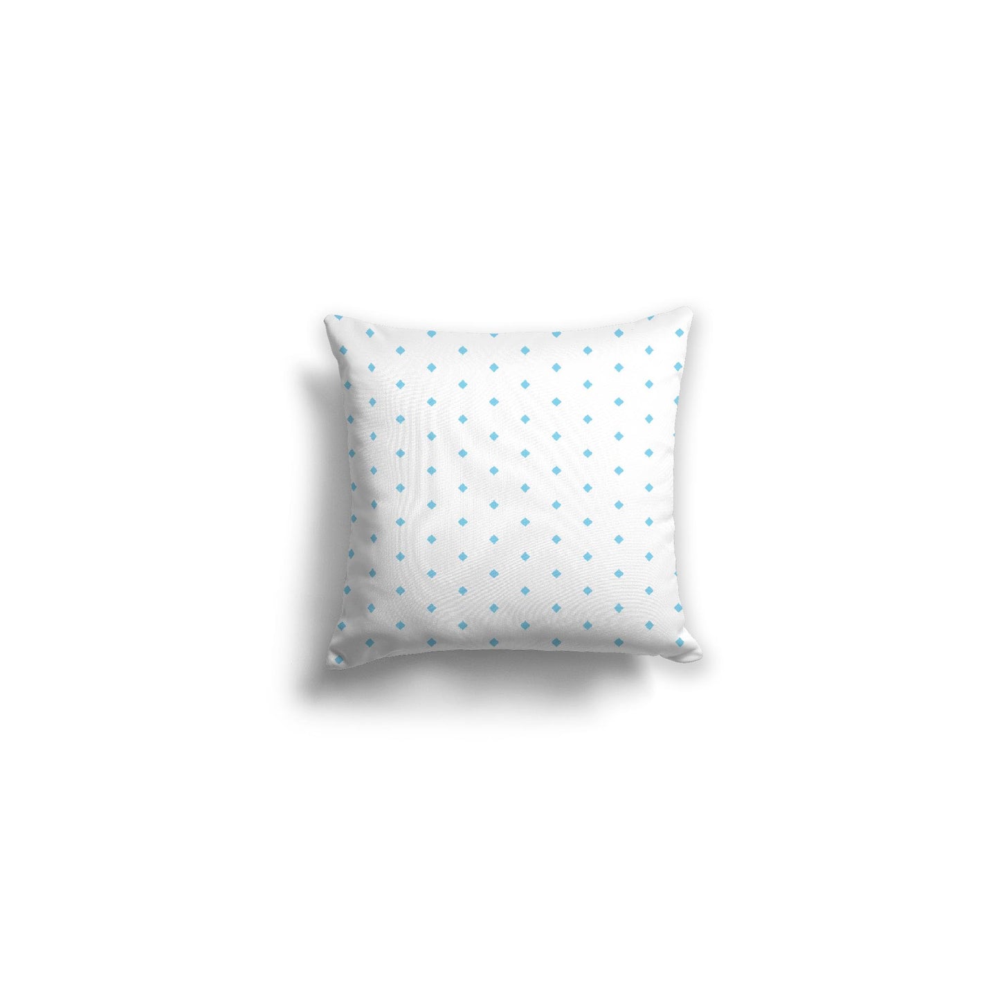 White Spun Polyester Throw Pillow with Fine Light Blue Diamonds on Front 14 x 14 inches / 36 x 36 cm