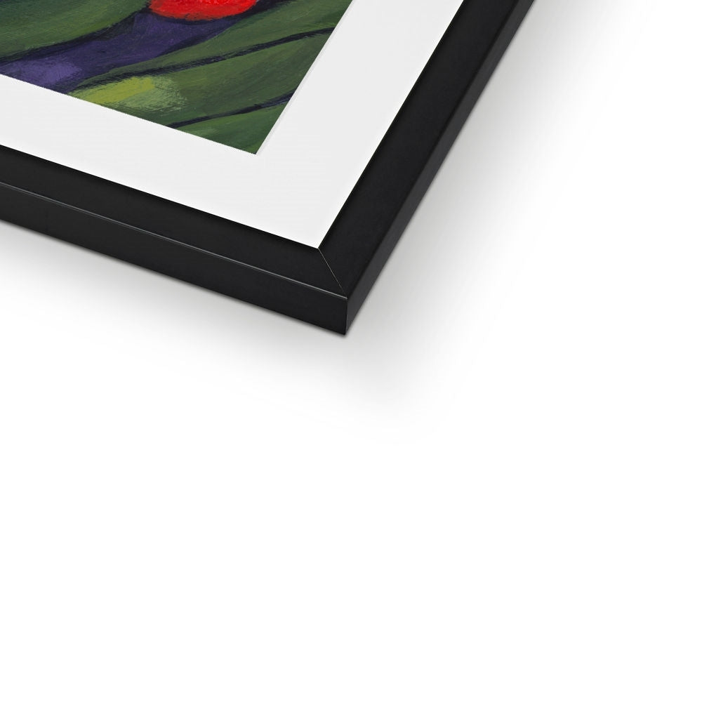 Framed Fine Art Print, White Mat - 8x8 12x12 16x16 20x20 24x24 28x28 inches | Red Tulips in Acrylic, FPS-1111