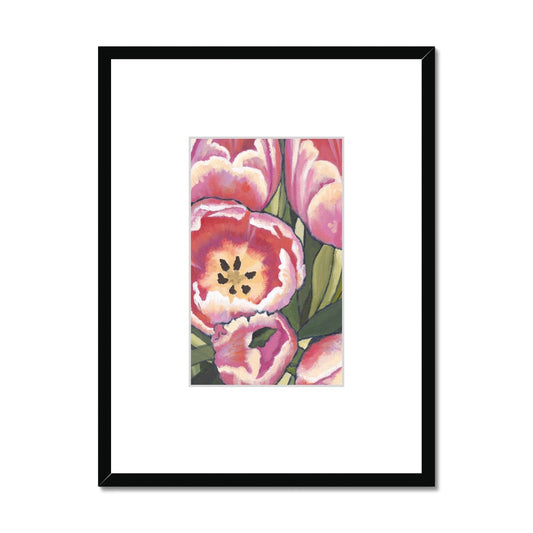 Framed Fine Art Print, Faux Mat - 18x24 inches | Pink Tulips in Acrylic, FMV-1080