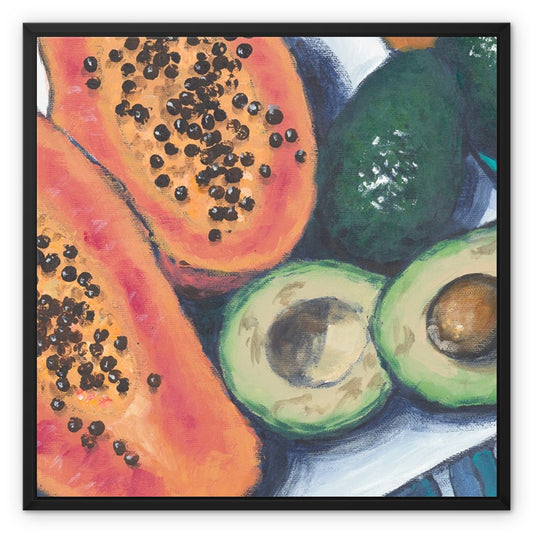 Framed Fine Art Canvas Print - 8x10 16x16 20x16 24x24 32x32 40x28  inches | Papaya & Avocados in Acrylic, FCH-1000-1105-MW