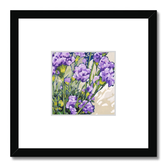 Framed Fine Art Print, Faux Mat - 12x12 inches | Mauve Carnations in Acrylic, FMS-1070-002