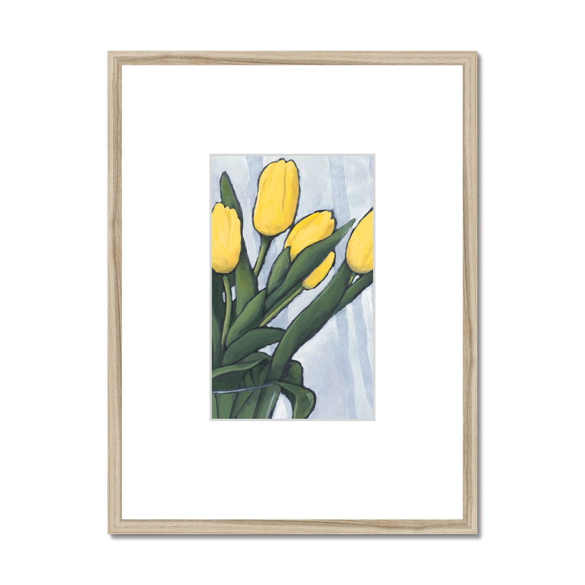 Framed Fine Art Print, Faux Mat - 18x24 inches | Yellow Tulips in Acrylic, FMV-1120-002