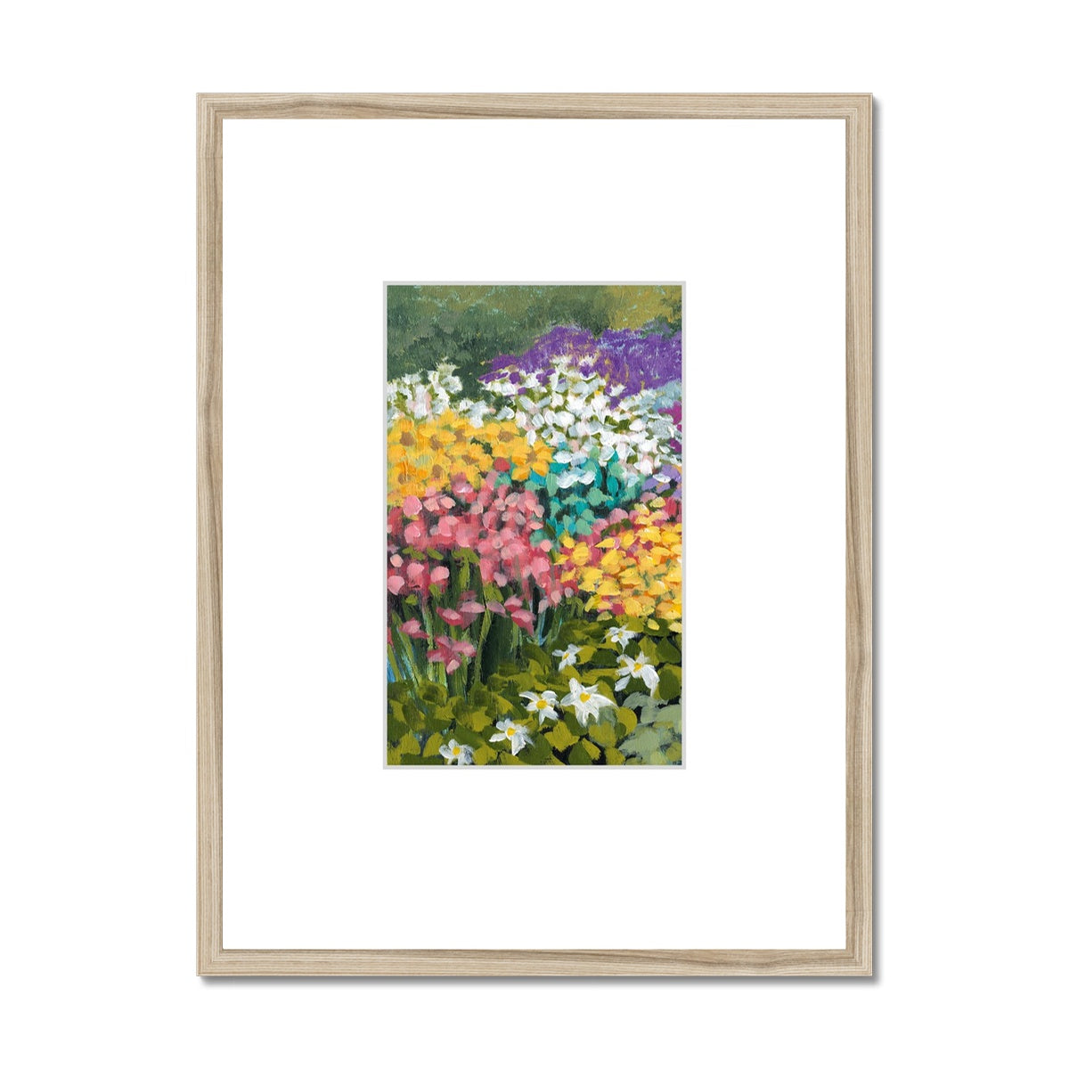 Framed Fine Art Print, Faux Mat - 18x24 inches | Floral Garden in Acrylic, FMV-1381-001