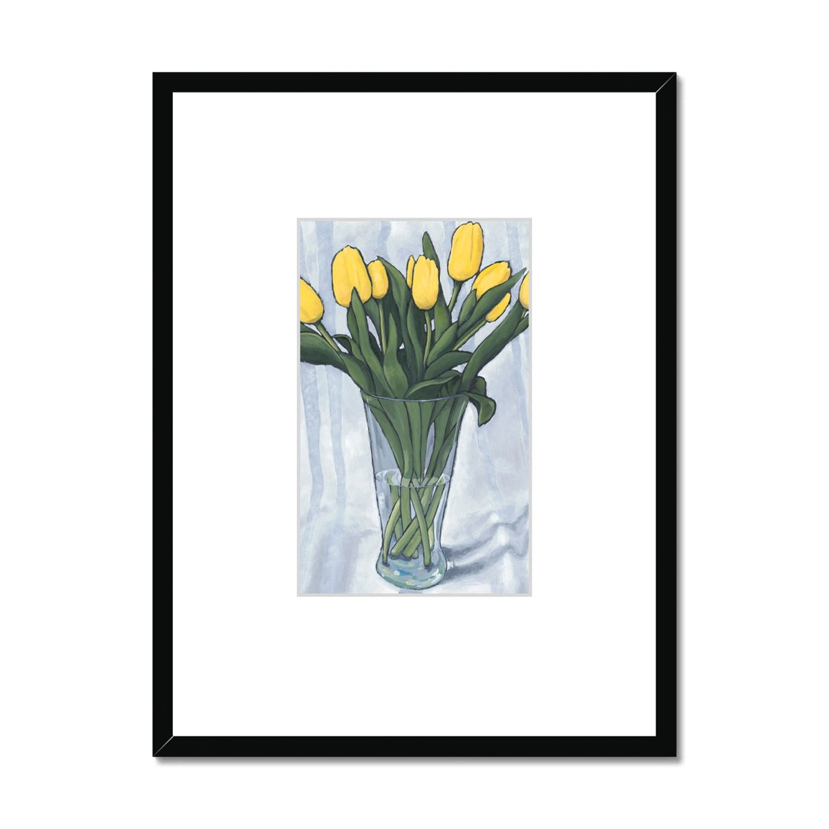 Framed Fine Art Print, Faux Mat - 18x24 inches | Yellow Tulips in Acrylic, FMV-1120-001