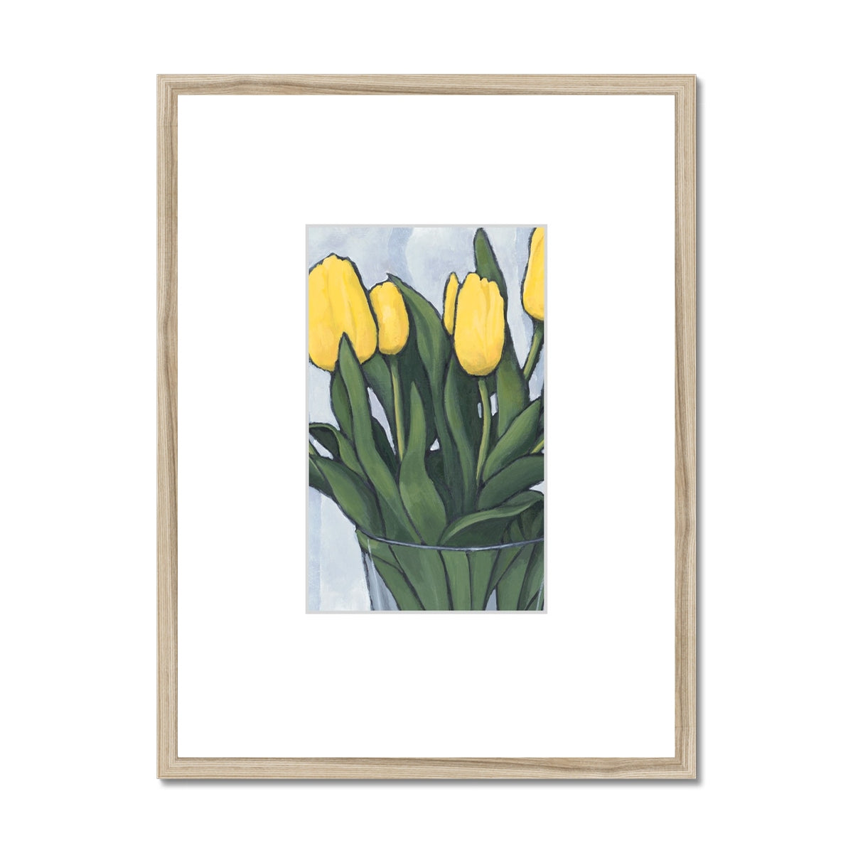 Framed Fine Art Print, Faux Mat - 18x24 inches | Yellow Tulips in Acrylic, FMV-1120-003