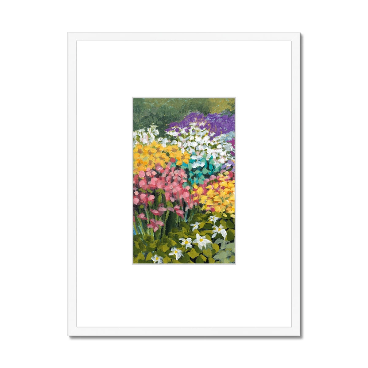 Framed Fine Art Print, Faux Mat - 18x24 inches | Floral Garden in Acrylic, FMV-1381-001
