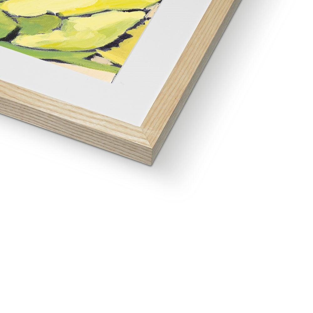 Framed Fine Art Print, White Mat - 8x8 12x12 16x16 20x20 24x24 inches | Purple & Yellow Tulips in Acrylic, FPS-1060-002