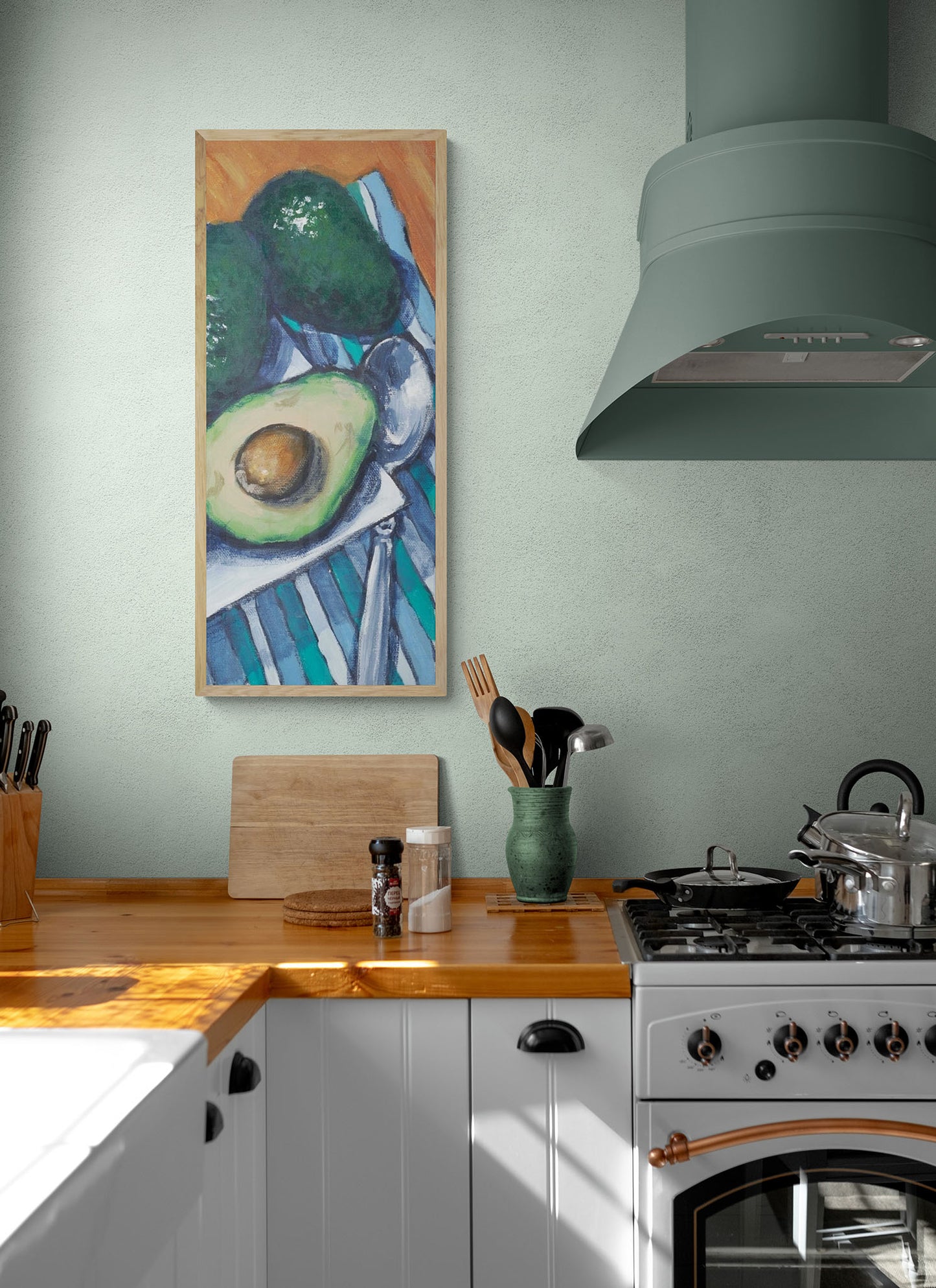 Fine Art Canvas Print - 10x24 12x29 15x36 20x48 25x60 inches | Papaya & Avocados in Acrylic, CP3-2105-R