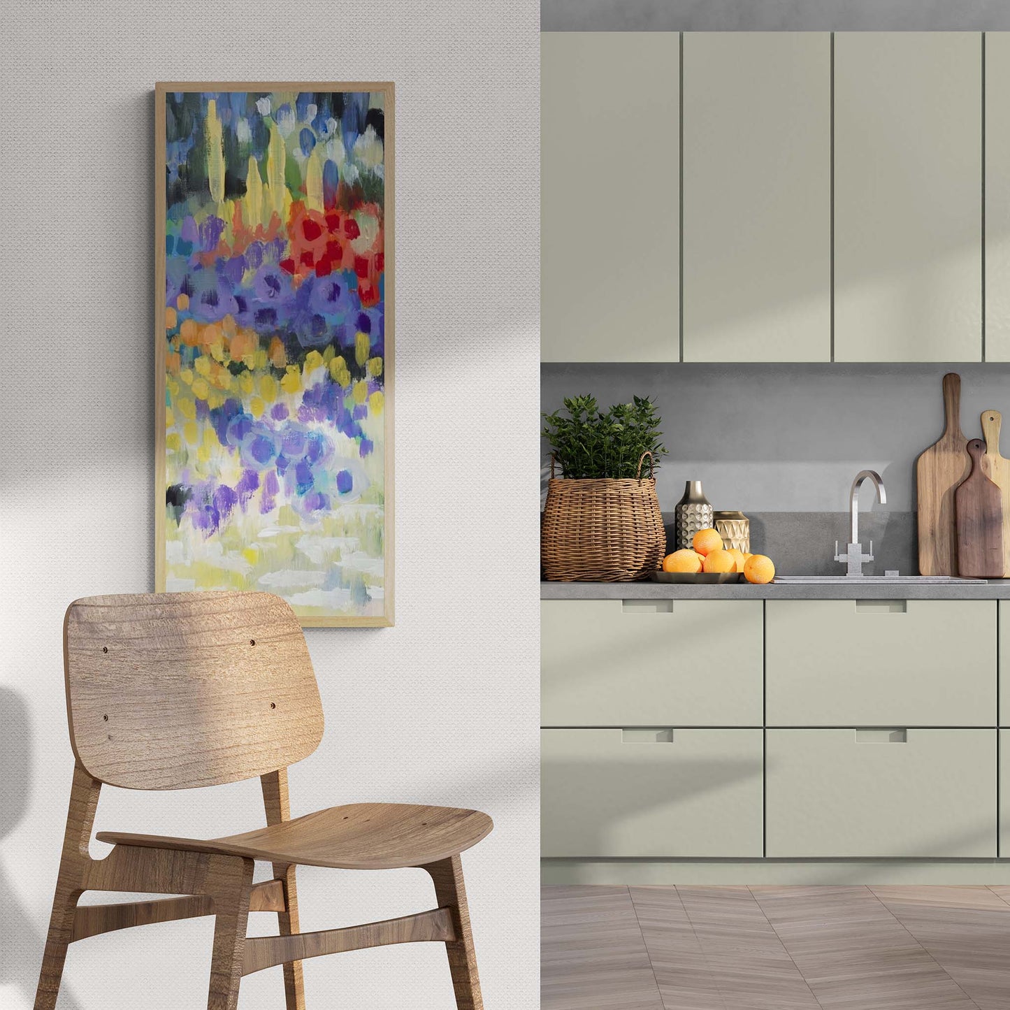 Fine Art Canvas Print - 10x24 12x29 15x36 20x48 25x60 inches | Floral Garden Two in Acrylic, CP3-2145-C