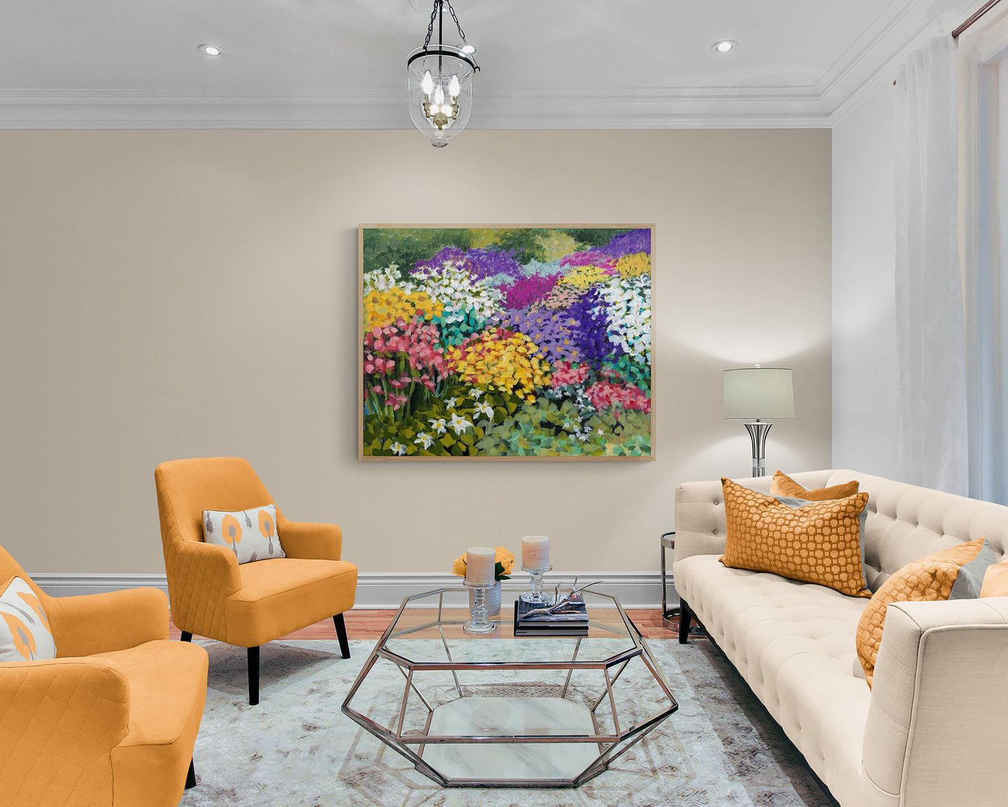 Fine Art Canvas Print - 30x24 35x28 40x32 45x36 50x40 55x44 60x48 inches | Floral Garden Three in Acrylic, CPH-2147
