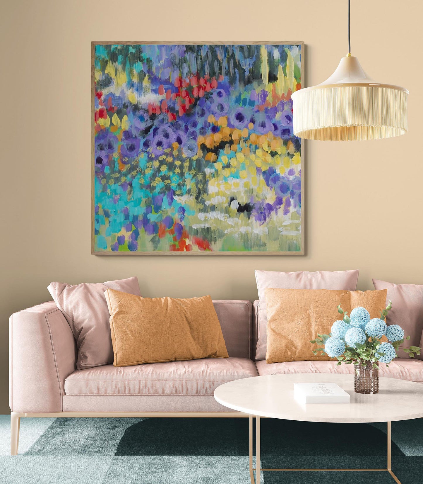 Fine Art Canvas Print - 24x24 30x30 36x36 40x40 42x42 44x44 48x48 inches | Floral Garden Two in Acrylic, CPS-2145