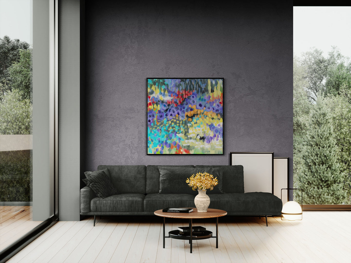 Fine Art Canvas Print - 24x24 30x30 36x36 40x40 42x42 44x44 48x48 inches | Floral Garden Two in Acrylic, CPS-2145