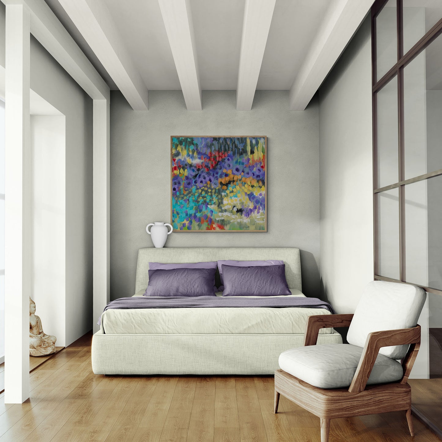 Fine Art Canvas Print - 24x24 30x30 36x36 40x40 42x42 44x44 48x48 inches | Floral Garden Two in Acrylic, CPS-2145