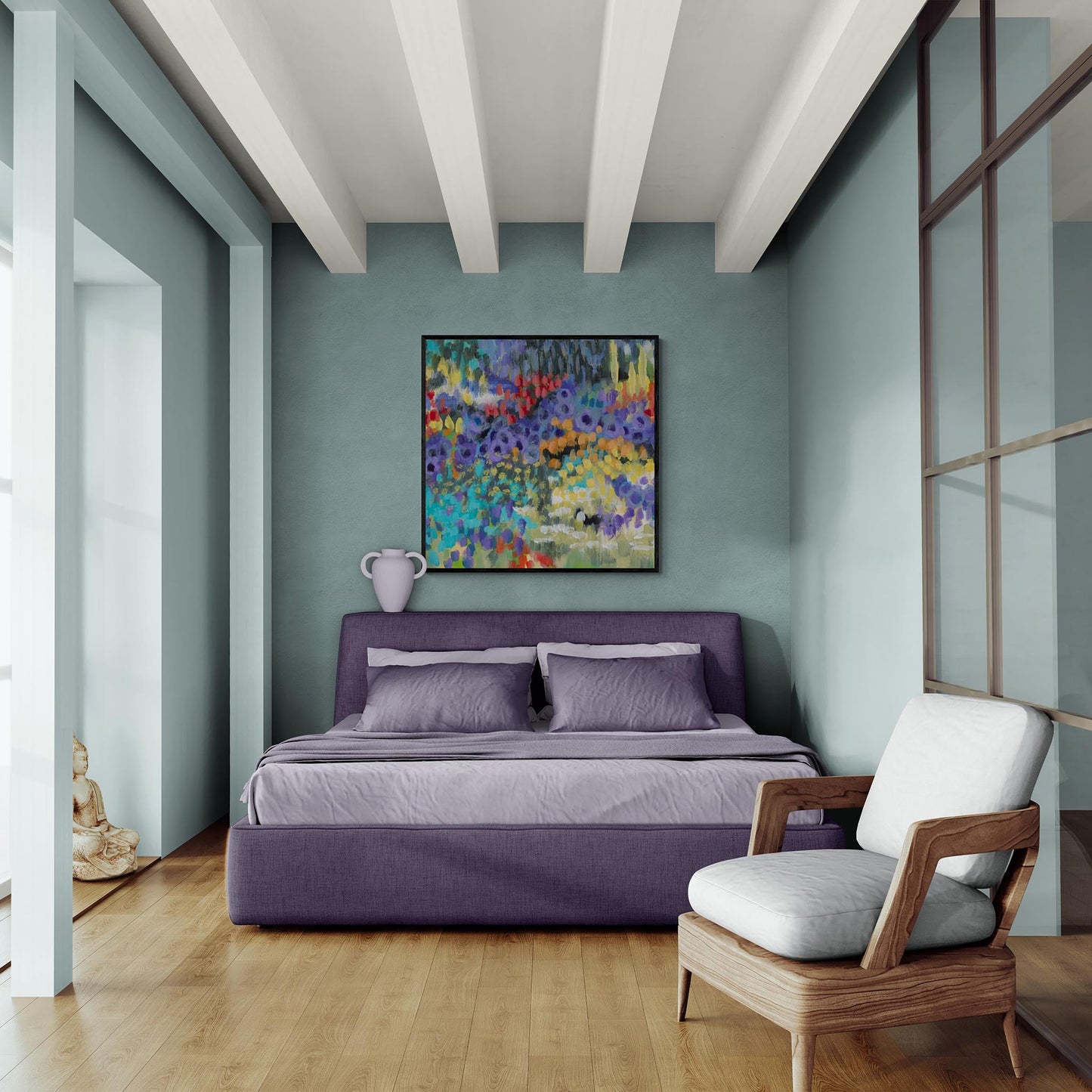 Fine Art Canvas Print - 24x24 30x30 36x36 40x40 42x42 44x44 48x48 inches | Floral Garden Two in Acrylic, CPS-2145