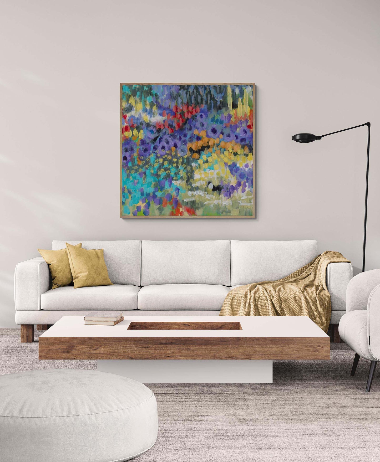 Fine Art Canvas Print - 24x24 30x30 36x36 40x40 42x42 44x44 48x48 inches | Floral Garden Two in Acrylic, CPS-2145
