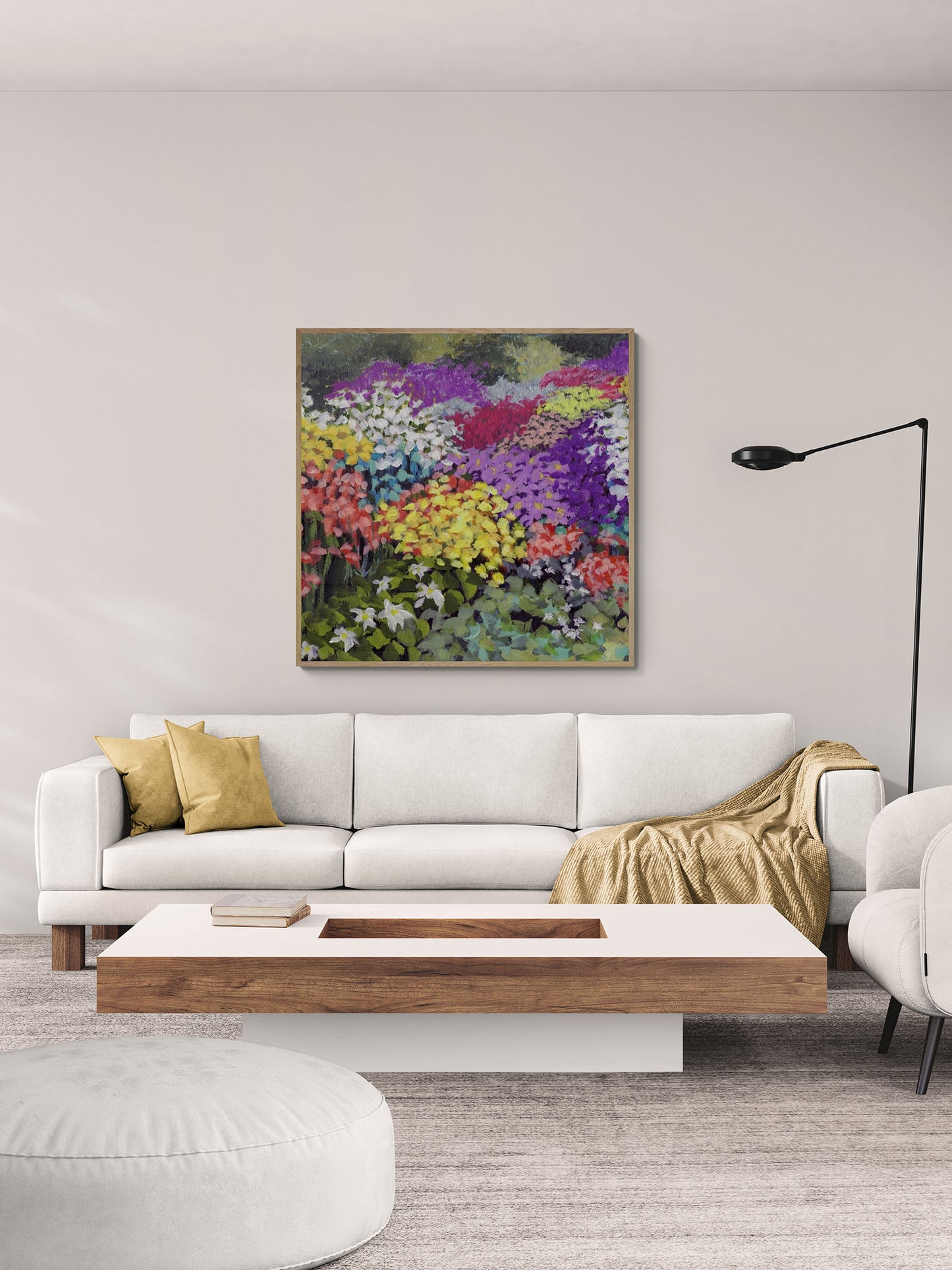 Fine Art Canvas Print - 24x24 30x30 36x36 40x40 42x42 44x44 48x48 inches | Floral Garden Three in Acrylic, CPS-2147